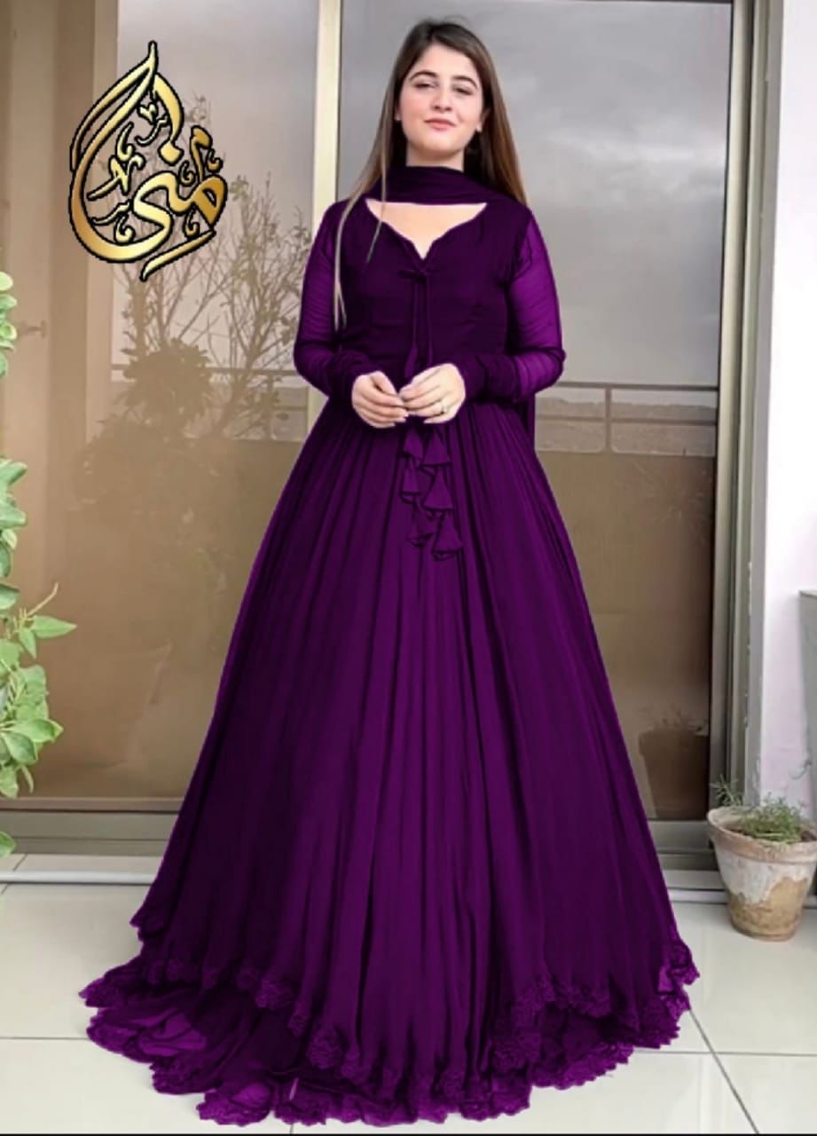 Beautiful Two Layers Border Flare Maxi With dupatta 3pcs