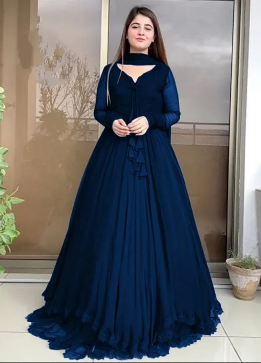 Beautiful Two Layers Border Flare Maxi With dupatta 3pcs