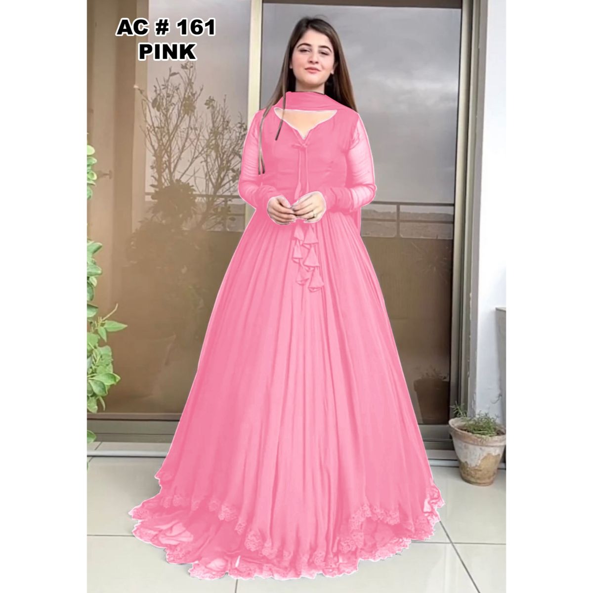 Beautiful Two Layers Border Flare Maxi With dupatta 3pcs